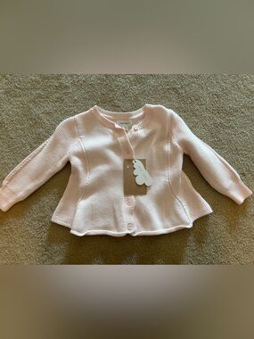 Angel Dear Pale Pink Knit Peplum Cardigan